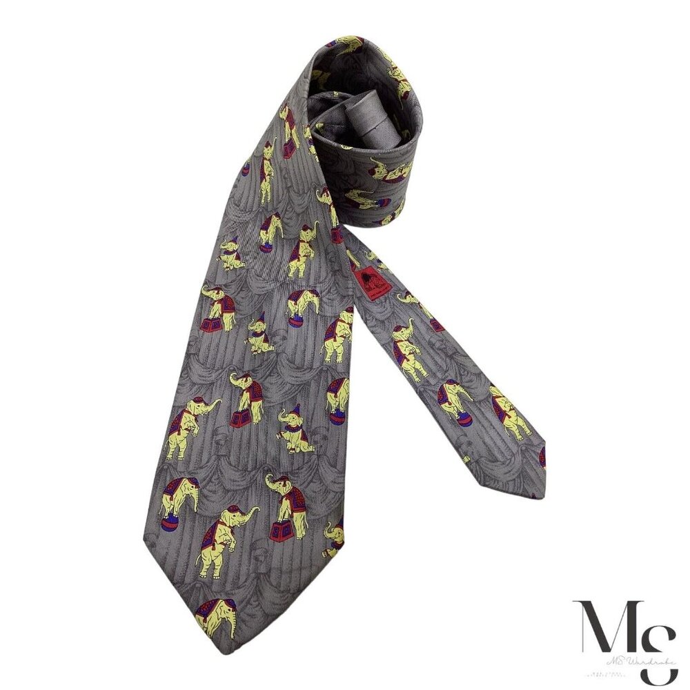 ANDRÉ CLAUDE CANOVA Circus Collection Print Silk Tie Made In France W:3.5" EX CD